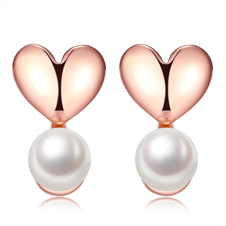 Ake031 Hot Heart Shaped Rose Gold Plated Imitation Pearl Ake031 Hot Heart Shaped Rose Gold Plated Imitation Pearl Earrings For Las Tvc Mall