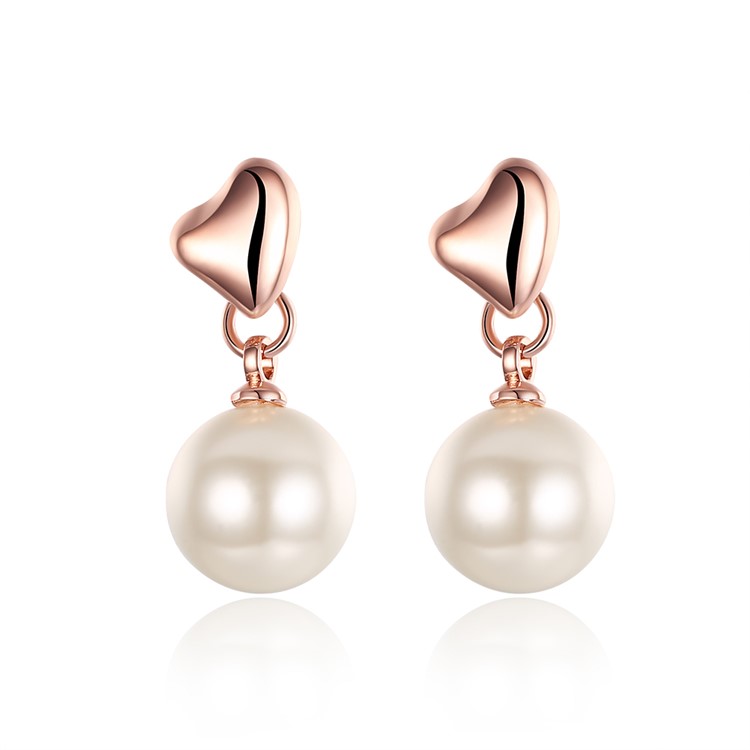 E428 Elegance Heart Shaped Plating Ear Studs With Imitation Pearl E428 Elegance Heart Shaped Plating Ear Studs With Imitation Pearl Decor For Women Rose Gold Plated Tvc Mall