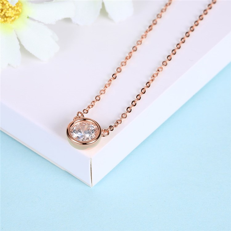Sh N0141 Pretty Zircon Sterling Silver Cute Round Pendant Necklaces Sh N0141 Pretty Zircon Sterling Silver Cute Round Pendant Necklaces For Her Rose Gold Plated Tvc Mall Com