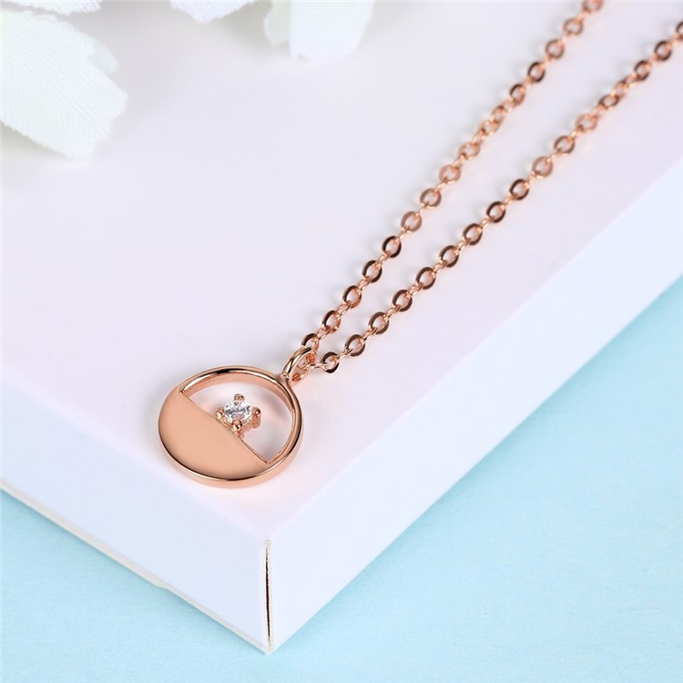 Purchased Sh N0147 Cute Women S Necklaces Sterling Silver Hollow Round Shape Pendant Necklace Rose Gold Plated