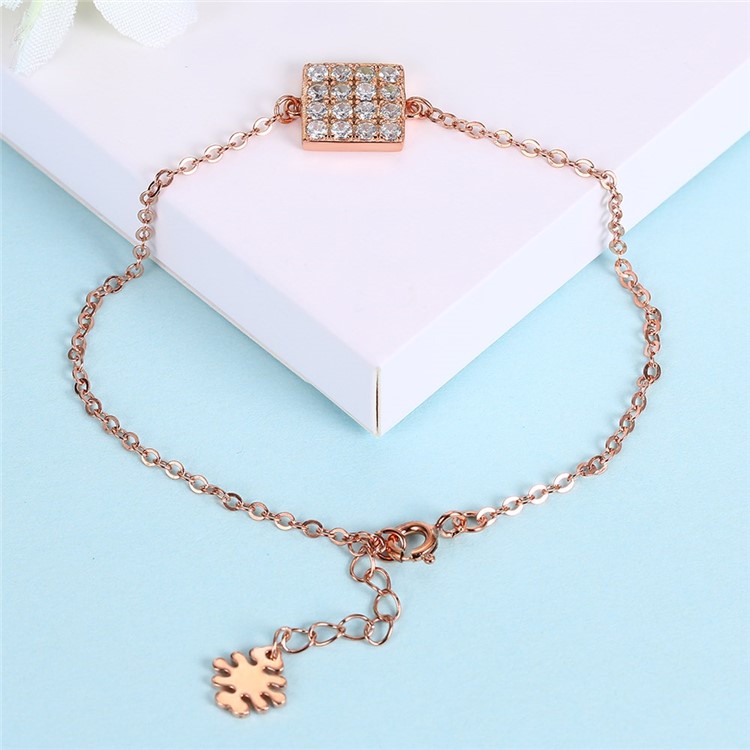 Sh H0010 Fancy Zircon Decor Square Pretty Bracelet Charm Plated Sh H0010 Fancy Zircon Decor Square Pretty Bracelet Charm Plated Silver Bracelets Rose Gold Tvc Mall