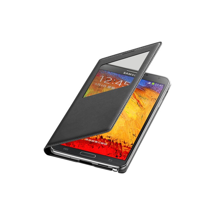 S View Window Smart Leather Battery Cover for Samsung Galaxy Note 3 N9005 N9002 N9000 - Black-2
