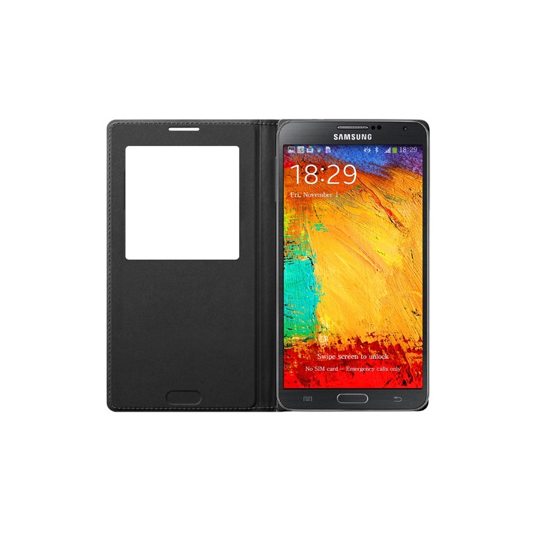 S View Window Smart Leather Battery Cover for Samsung Galaxy Note 3 N9005 N9002 N9000 - Black-3