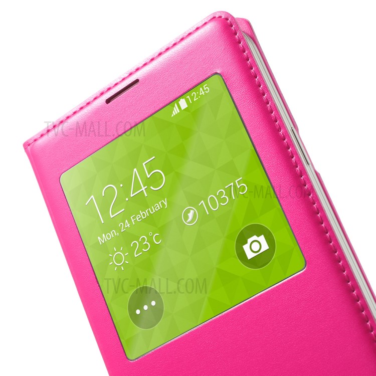 Rose Window View Smart Leather Flip Battery Door Cover Housing for Samsung Galaxy S5 G900-4