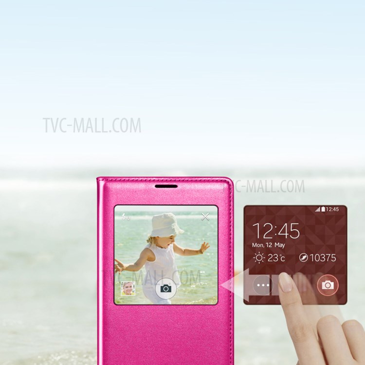 Rose Window View Smart Leather Flip Battery Door Cover Housing for Samsung Galaxy S5 G900-9