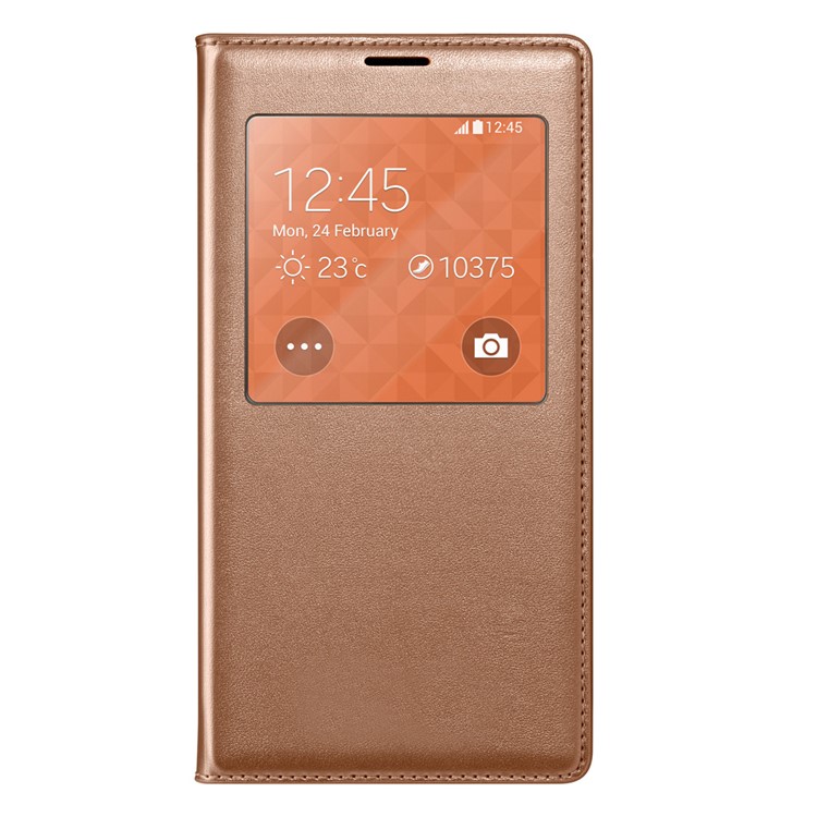 Rose Gold Window View Smart Leather Flip Battery Back Cover for Samsung Galaxy S5 G900-1
