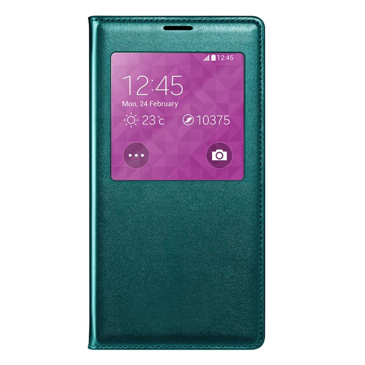 Green Window View Flip Leather Smart Battery Back Cover for Samsung Galaxy S5 G900-1