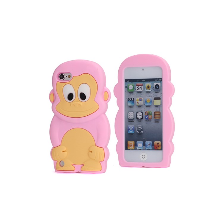 For iPod Touch 6 / Touch 5 Cute 3D Monkey King Silicone Jelly Case - Pink-1