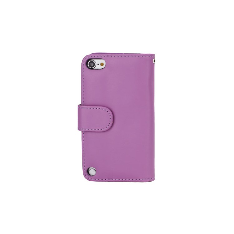 New Folio Stand Leather Case Flip Card Wallet Cover for iPod Touch 5 - Purple-2
