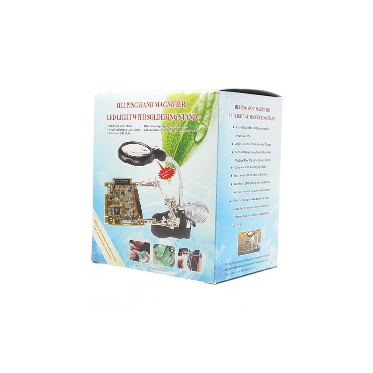 3.5X & 12X 2 LED Light Helping Hand Magnifier With Soldering Stand-13