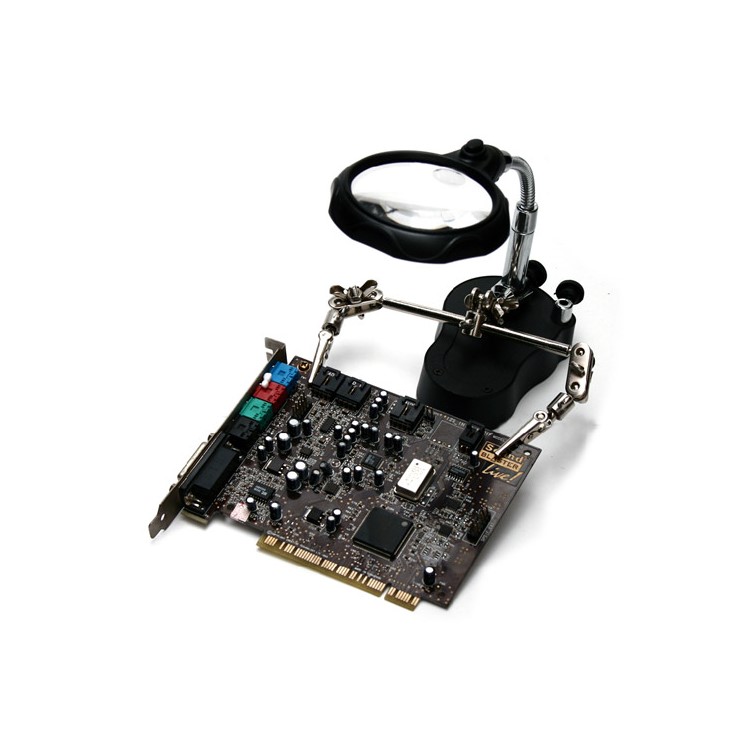 3.5X & 12X 2 LED Light Helping Hand Magnifier With Soldering Stand-3