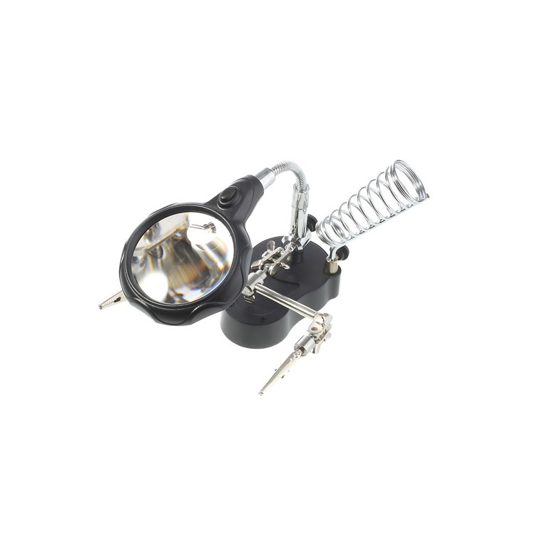3.5X & 12X 2 LED Light Helping Hand Magnifier With Soldering Stand-5