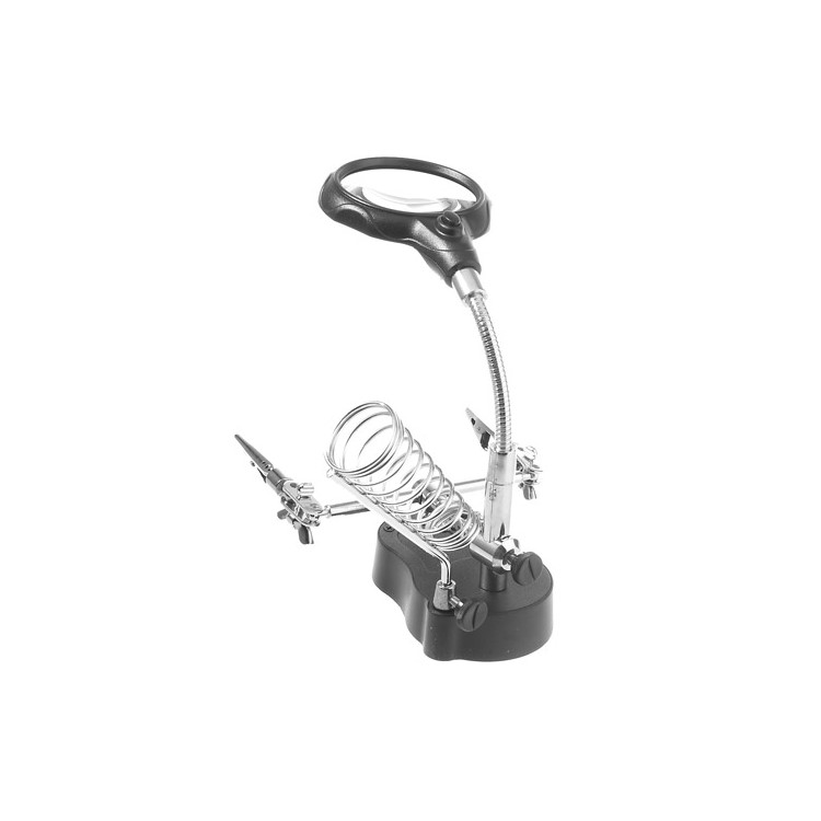 3.5X & 12X 2 LED Light Helping Hand Magnifier With Soldering Stand-6