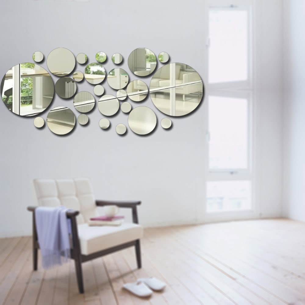 26pcs/set Acrylic Polka Dot Wall Mirror Stickers Mural Stickers DIY Art Decal