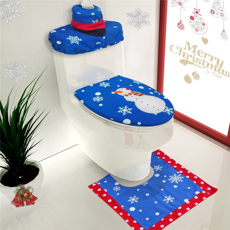 3pcs Set Christmas Bathroom Decorations Toilet Seat Cover U