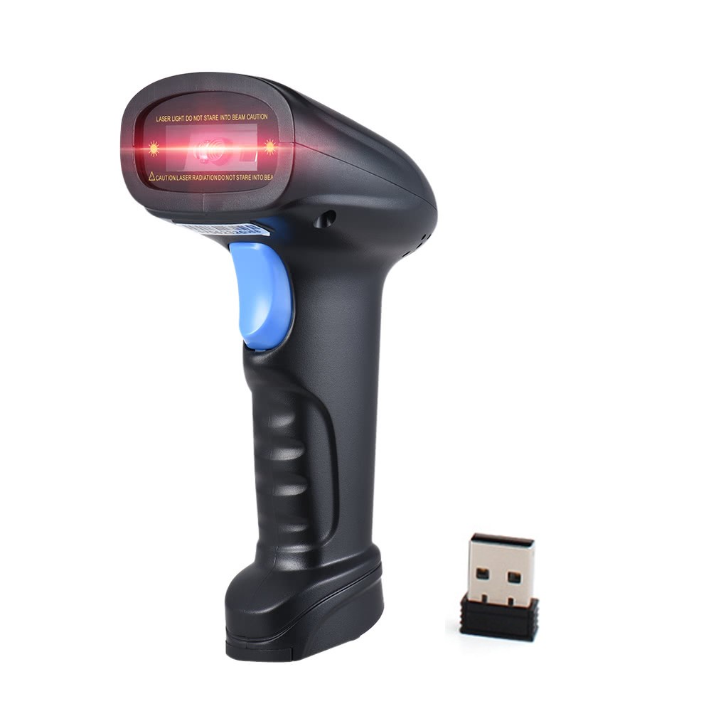 2.4G 1d/2d/qr Barcode Scanner Código de Barras Leitor Sem Fio Com Receptor USB - Preto