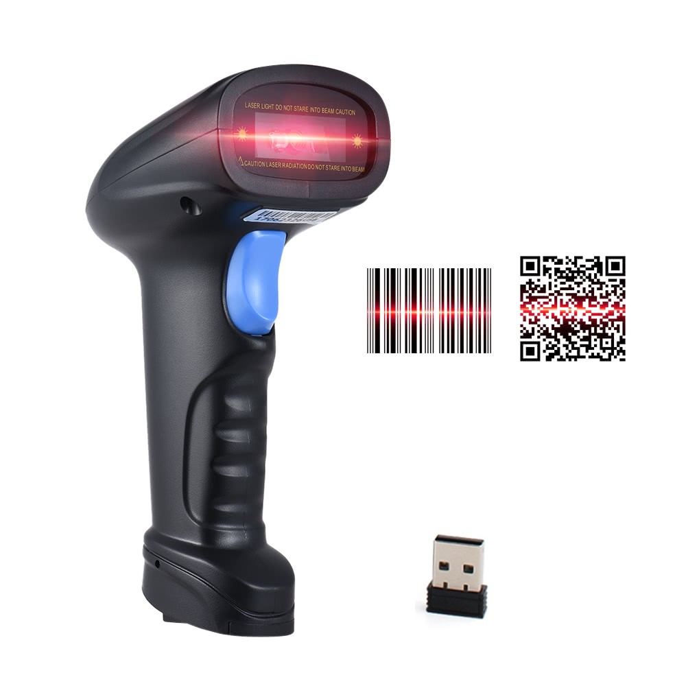 2.4G 1d/2d/qr Barcode Scanner Código de Barras Leitor Sem Fio Com Receptor USB - Preto