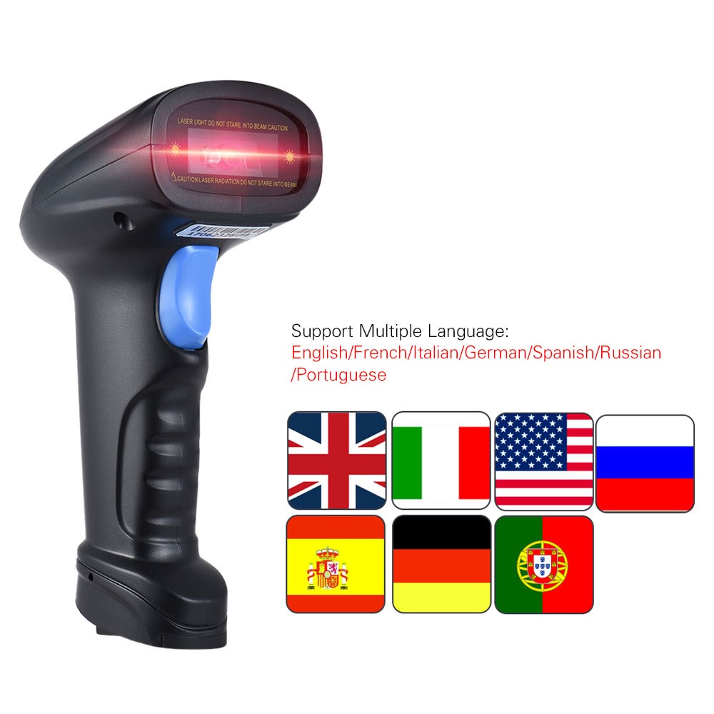 2.4G 1d/2d/qr Barcode Scanner Código de Barras Leitor Sem Fio Com Receptor USB - Preto-3