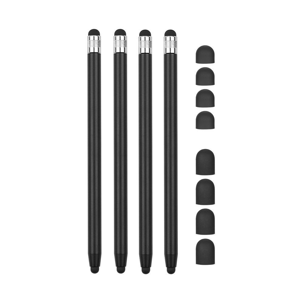 [4pcs] Stylos À Écran Tactile Sensible Universel 2 In-1 Pour Tablette Et Smartphones Avec Écran Capacitif - Noir