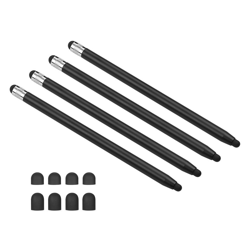 [4pcs] Stylos À Écran Tactile Sensible Universel 2 In-1 Pour Tablette Et Smartphones Avec Écran Capacitif - Noir