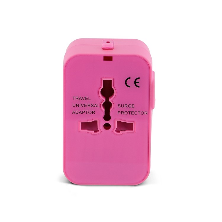 

All-In-One Universal World Wide Travelling AC Adapter Plug - Rose/2-USB