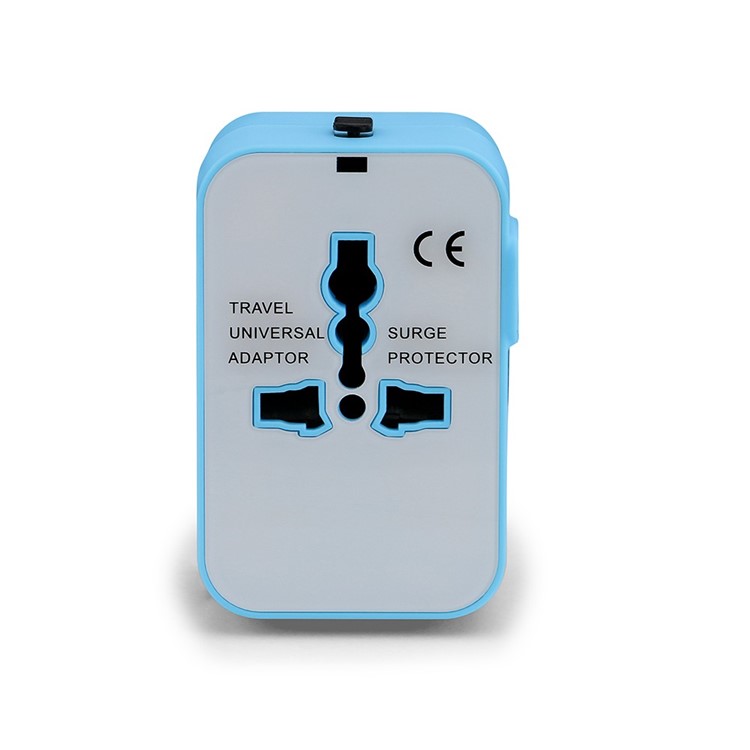 

All-In-One Universal World Wide Travelling AC Adapter Plug - Blue/2-USB