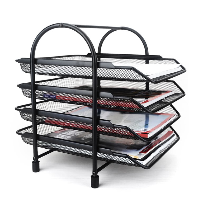 Metal Mesh 4Tier File Document Paper Tray Sorter Office Desktop