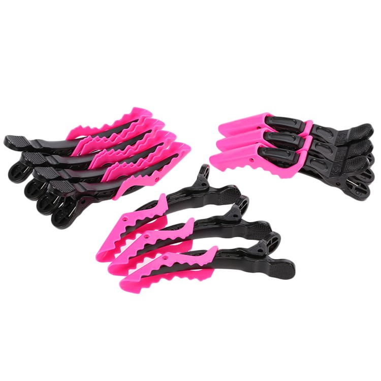 10Pcs  Croc Hairdressing Cutting Clamps Hair Sectioning Grip Clips Hair Grip Clips Salon Styling - Rose-5