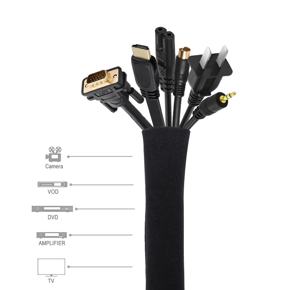 Organizador de Alambre de Manga de Manga de Corrección de Cables Cable de Cable Cubierta de Cable de Neopreno Cable Proporcador de Cable Protector Zipper - 50 cm