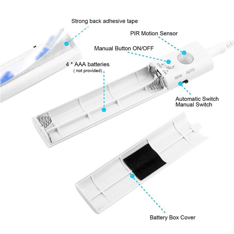 Waterproof  Home Bedroom 1m 30-LED Cabinet Strip Light with Sensitive PIR Motion Sensor - White-8