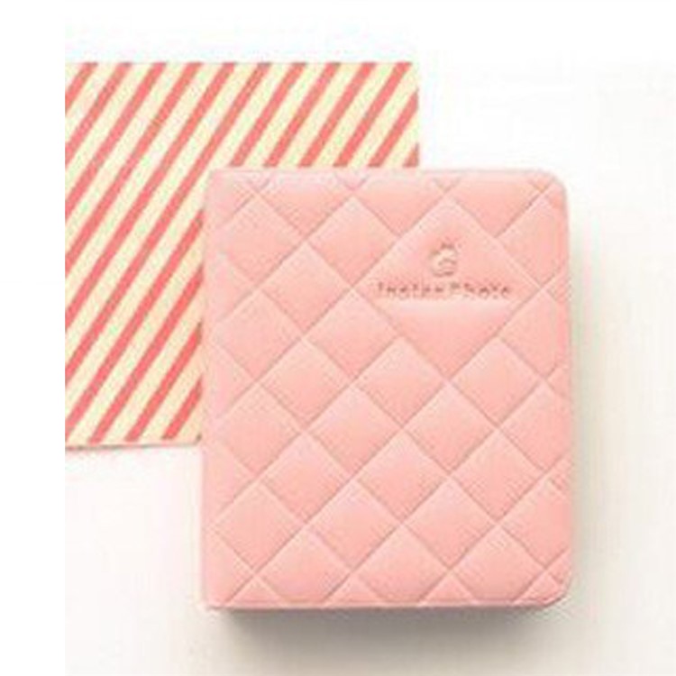 

Standard 3in Centerfold Photo Album Card Bag PU 36 Pockets Albums Photos Storage Case Macaron Memory Souvenir - Pink