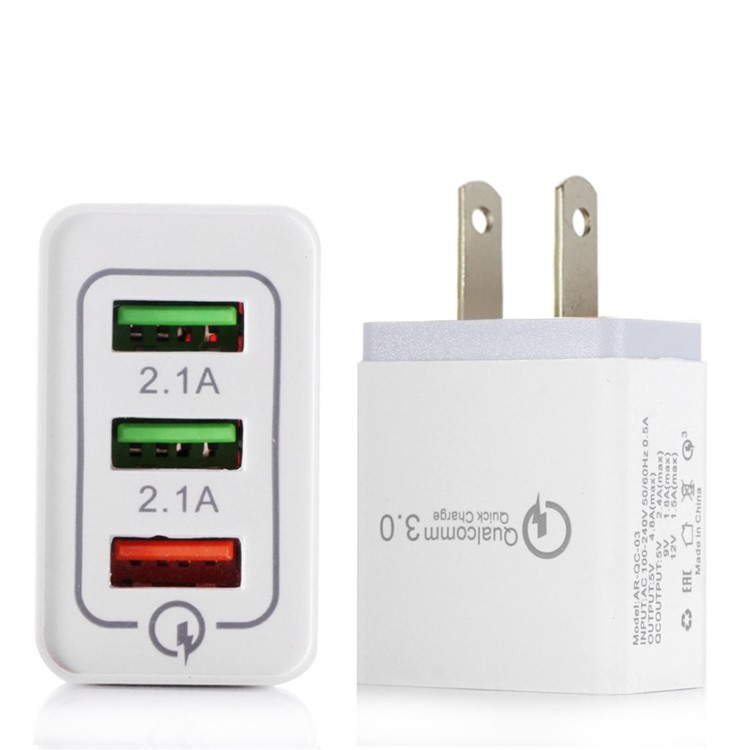 Comprado Cargador De Pared Portátil Portátil De Viaje QC3.0 Cargador De Pared USB De 3 Puertos De Carga Rápida Enchufe De EE.UU. Blanco Comprado Cargador De Pared Portátil Portátil De Viaje QC3.0 Cargador De Pared USB De 3 Puertos De Carga Rápida Enchufe De EE.UU. Blanco