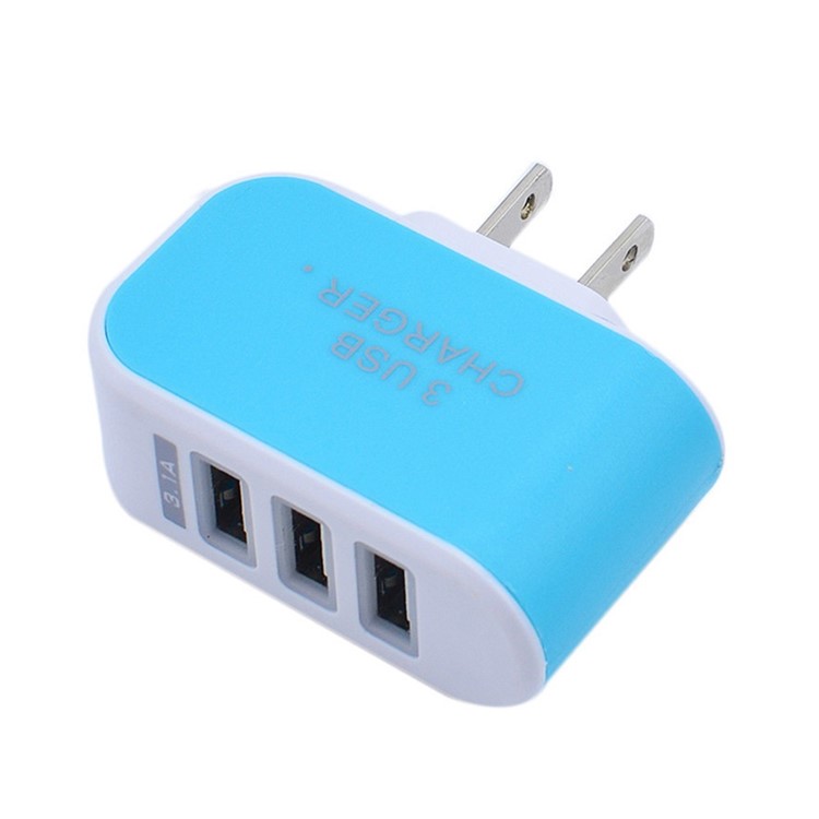 

Универсальные Огнестойкие Три Порта USB Зарядное Устройство - Синий / Американский Штекер, iPhone 8 Plus 5.5 inch