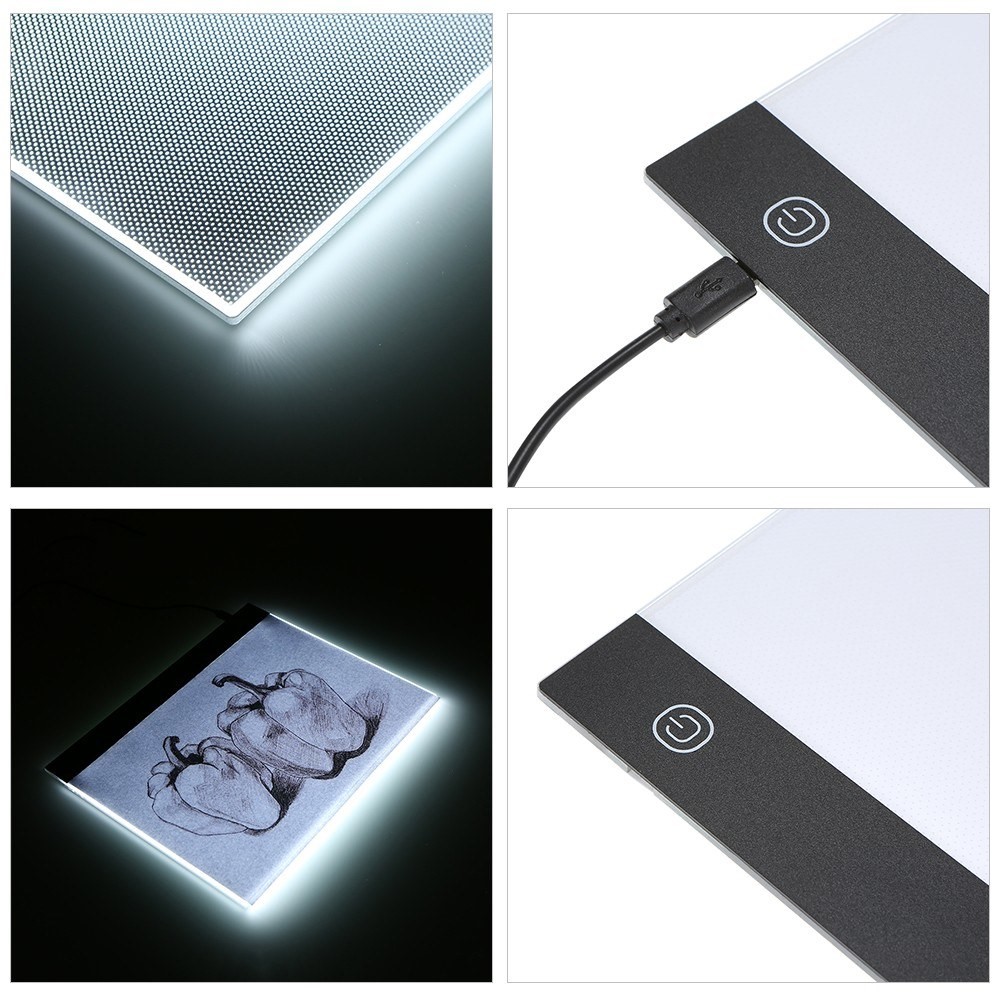 Pintura de Tablets Gráficos LED Pintura Light Box Rastreio Placa de Desenho A4 Tabela 235x330mm [CE Certified] - Brilho Ajustável de 3 Níveis