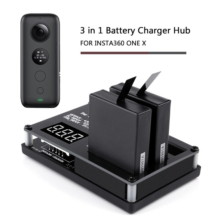 Battery Charger Hub 3 in 1 and 12V/3A AC to DC Adapter for Insta360 One X Seflie Camera - EU Plug-9