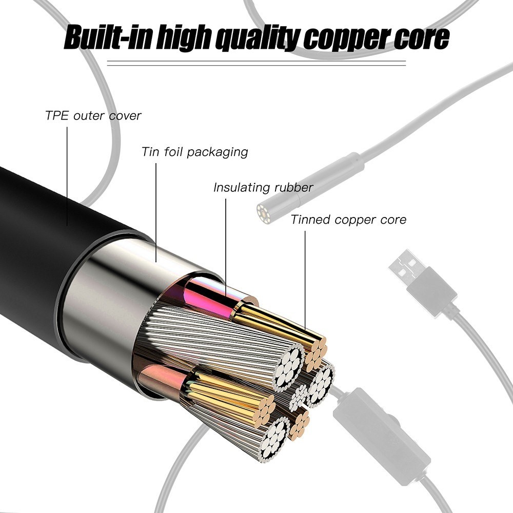 Pantalla De 4.3 Pulgadas Endoscopio Industrial Cámara De Inspección De Borajos De 8 LED LENTE DE 8MM LED 1080P Pantalla De Visualización - Cable Semirrígido 10M