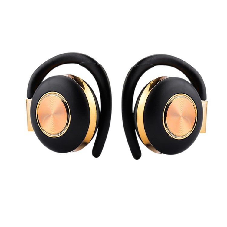 

Наушники V5 TWS Bluetooth 5.0 Беспроводная Спортивная Музыкальная Гарнитура Наушники С Заушниками - Черное Золото, iPhone XR 6.1 inch