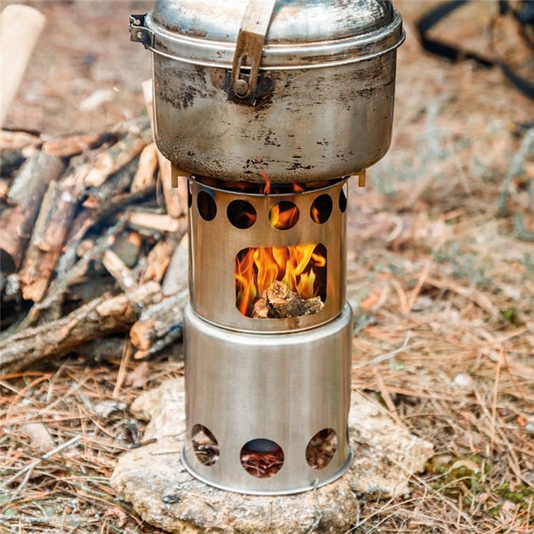 Estufa de Madera Portátil al Aire Libre de Acero Inoxidable