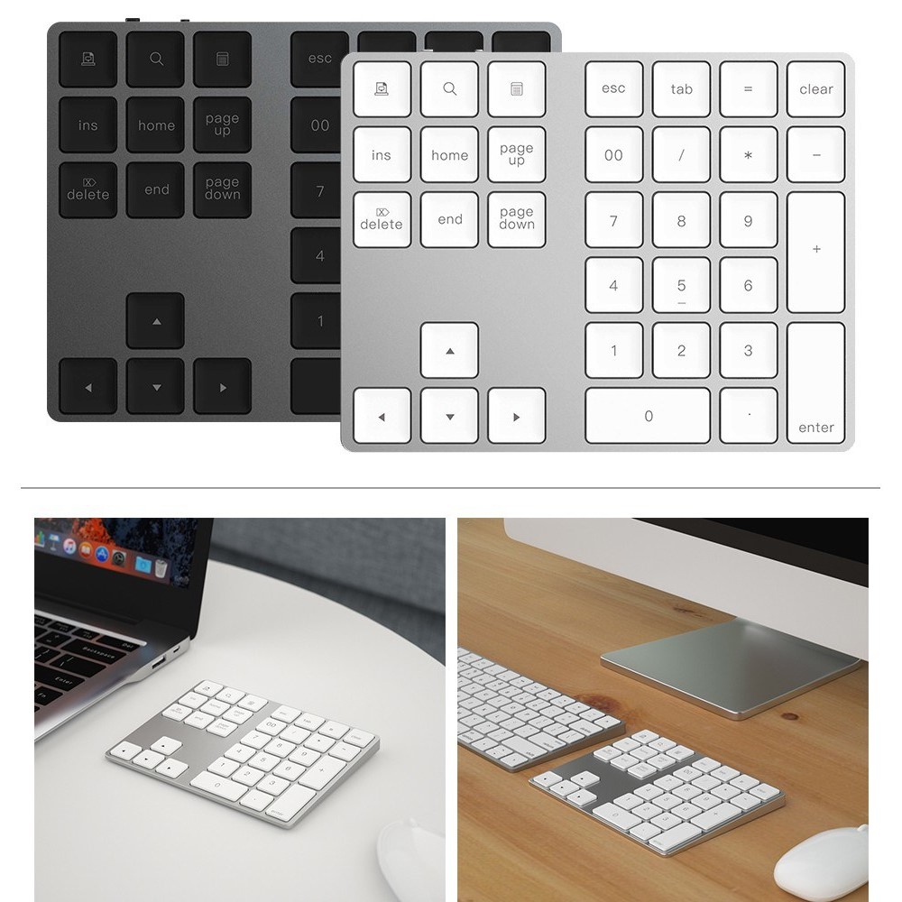 Aluminium 34-Taste Drahtlose Numerische Bluetooth-Tastatur-Tastatur Für Windows / IOS / Android - Schwarz