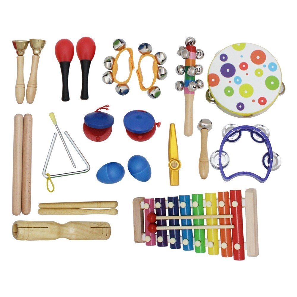 19pcs / Set Strumento Musicale Toy Kit Giocattoli Educativi Set Giocattoli Per Bambini (tamburello + Xilofono + Bilanciere Ecc.)