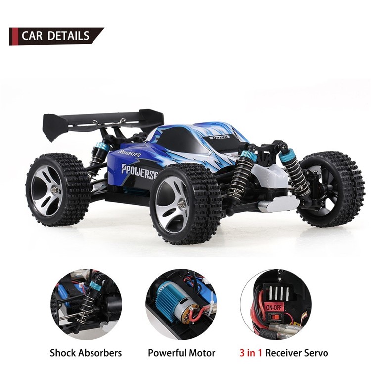 WLTOYS A959 1:18 2.4Ghz Off Road RC Car 4WD 45KM/H High Speed Vehicle Racing Buggy Car RTR - Blue