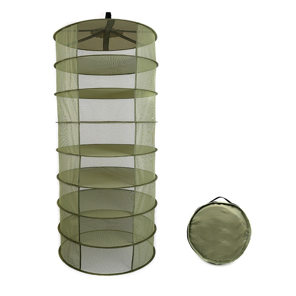 Image Of 8 Layers Hanging Basket Folding Drying Rack Herb Dry Mesh