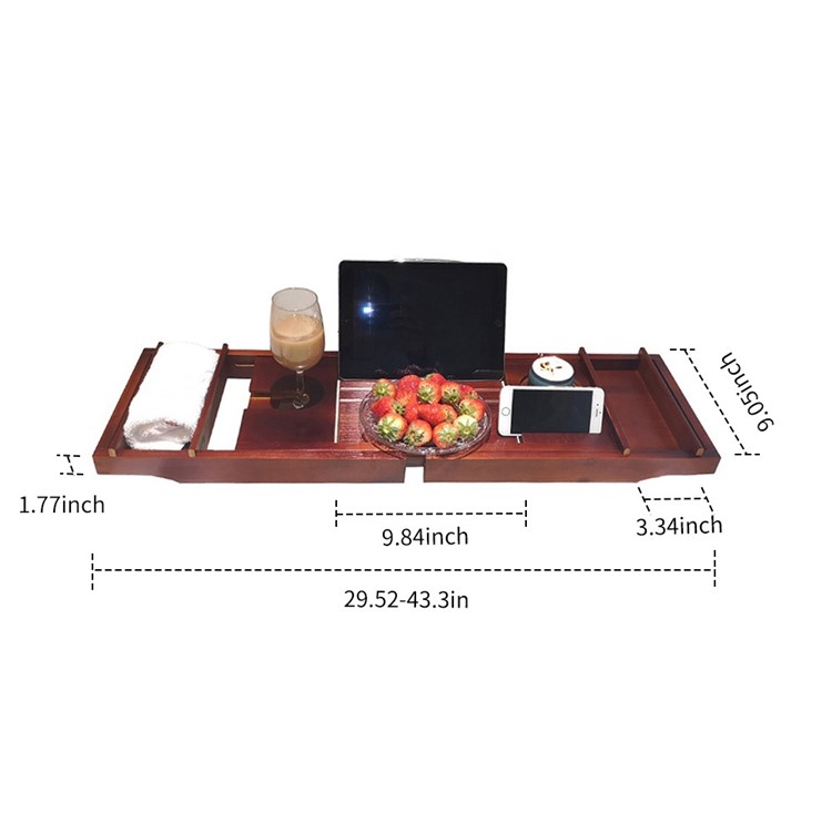 Wholesale Bamboo Spa Bathtub Caddy Tray Organizer Book Wine Holder With Nonslip Bottom Extendable Sides Brown From China Tvc Mall Com