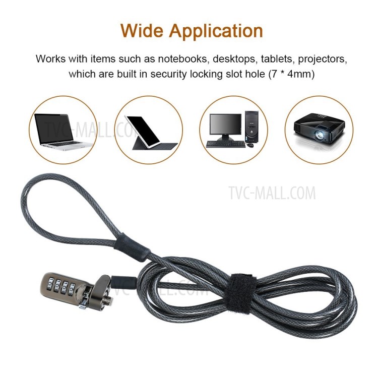 Notebook Laptop Combination Lock and Security Cable 4 Digital Password