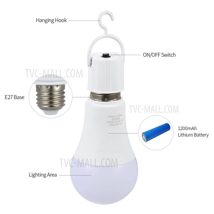 2 Pcs Ac100 ~ 240v E26 / E27 6W Des Ampoules LED D'urgence Rechargeables 6W-6