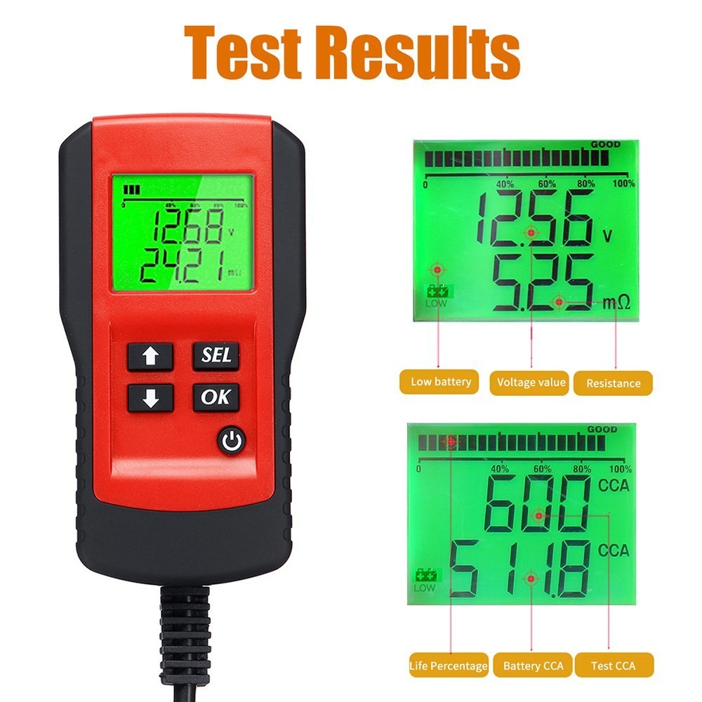 Percentuale Della Durata Della Batteria Resistenza Alla Tensione Dell'analizzatore e Tester Batteria a Ciclo Profondo - Rosso