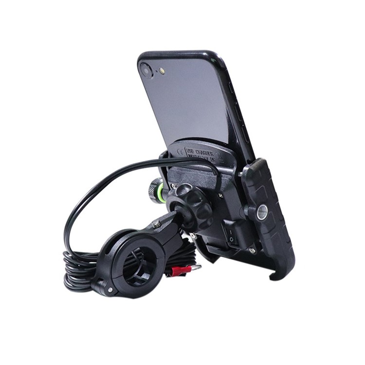 Motocicleta Bicicleta Teléfono Teléfono Manillar Clip Soporte Soporte De Bicicleta Soporte De Carga Rápida 360 Gorra - Negro