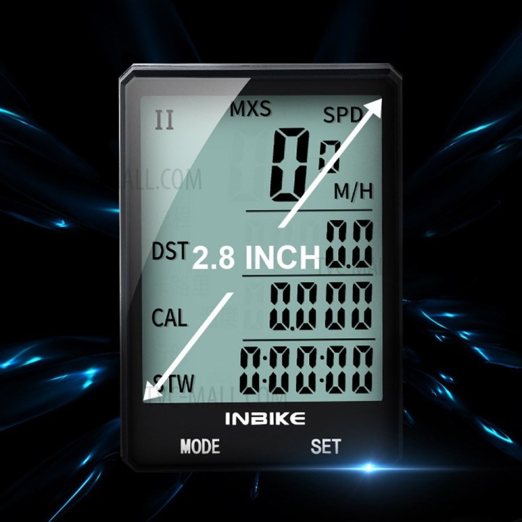 Inbike 2.8-дюймовый Велосипед Беспроводной Компьютерный Многофункциональный Дождь Езда Велосипедный Одометр Велосипедный Спидометр Секундомера Подсвечиваемый Дисплей - Зеленый
