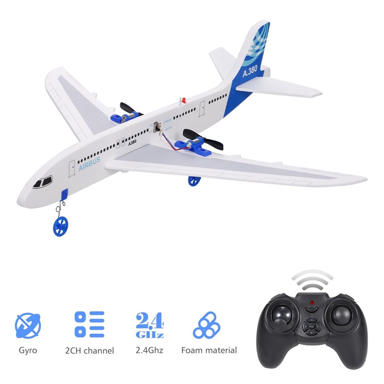 A380 RC Airplane For Kids 2.4 Ghz 2ch Small Plane Diy Flight Toys For Kids Boys