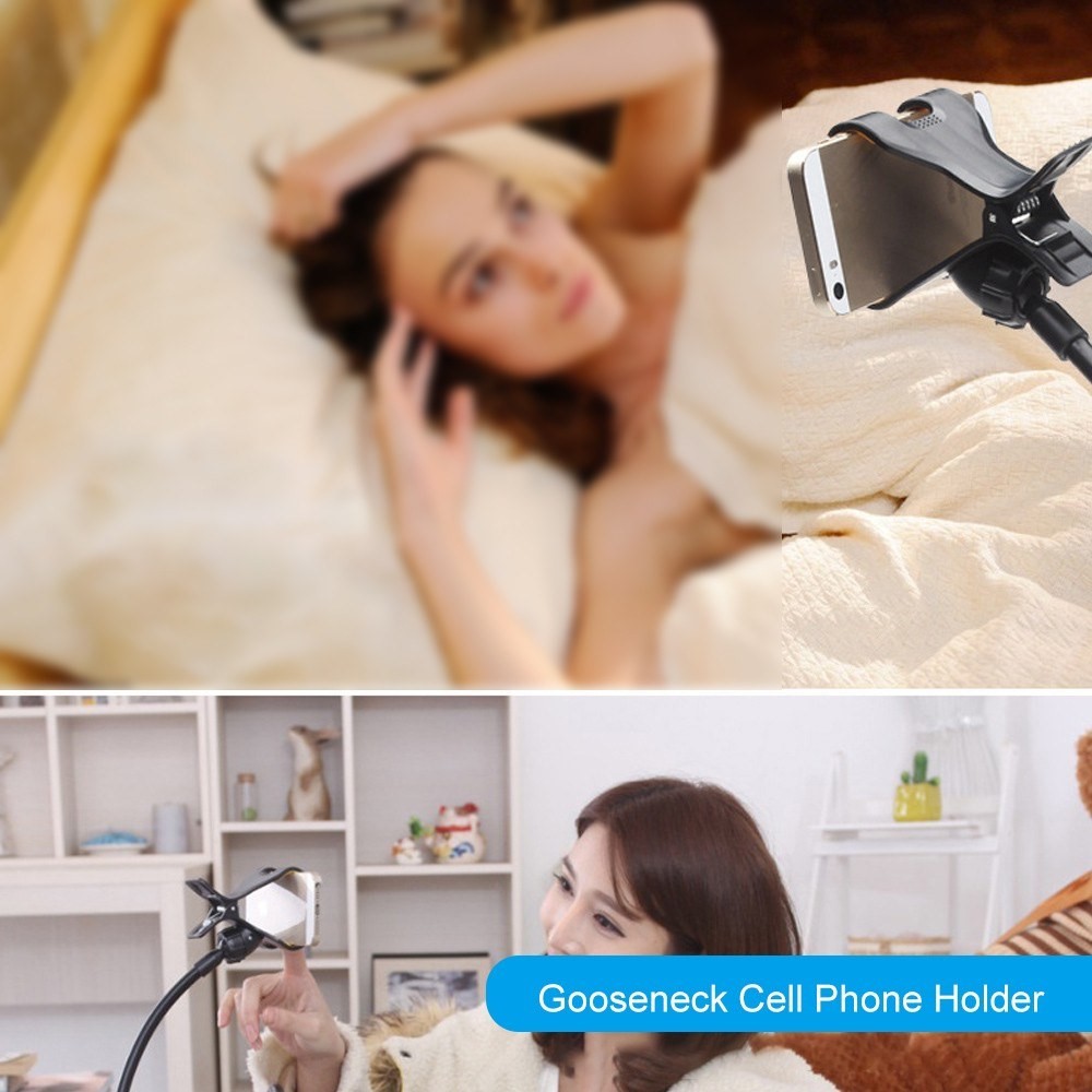 Lazy Phone Holder Handys Clip-Stand Hantreefree-Schwanenhals Rotierende Halterung Für Bis Zu 6,3 Zoll Geräte - Schwarz-4